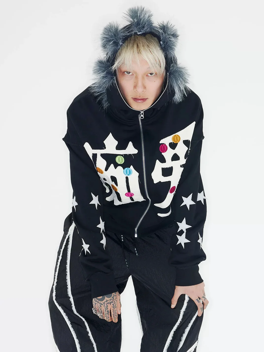 CHAI | Embroidered Hooded Zip Jacket