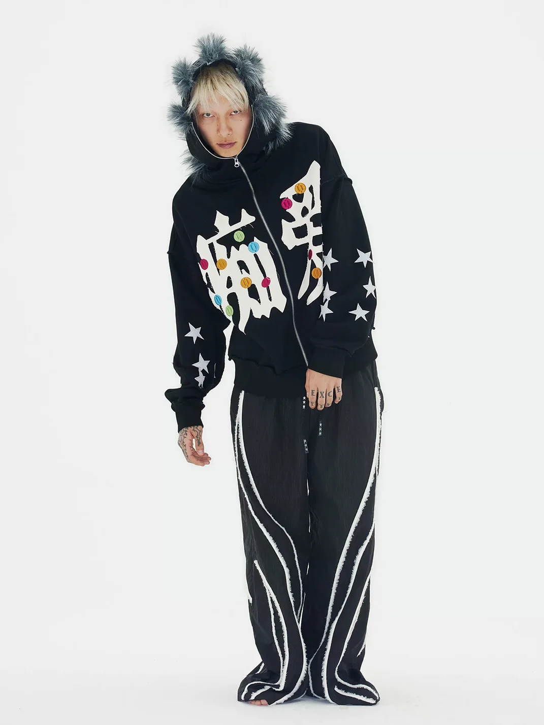 CHAI | Embroidered Hooded Zip Jacket
