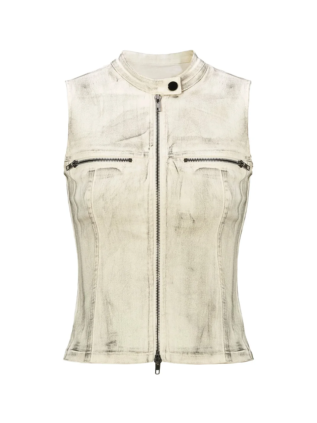 JYOSEI | Distressed Pleated Mini Skirt Vest Set