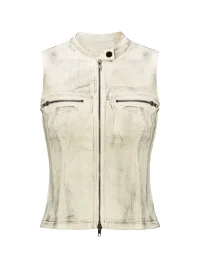 JYOSEI | Distressed Pleated Mini Skirt Vest Set