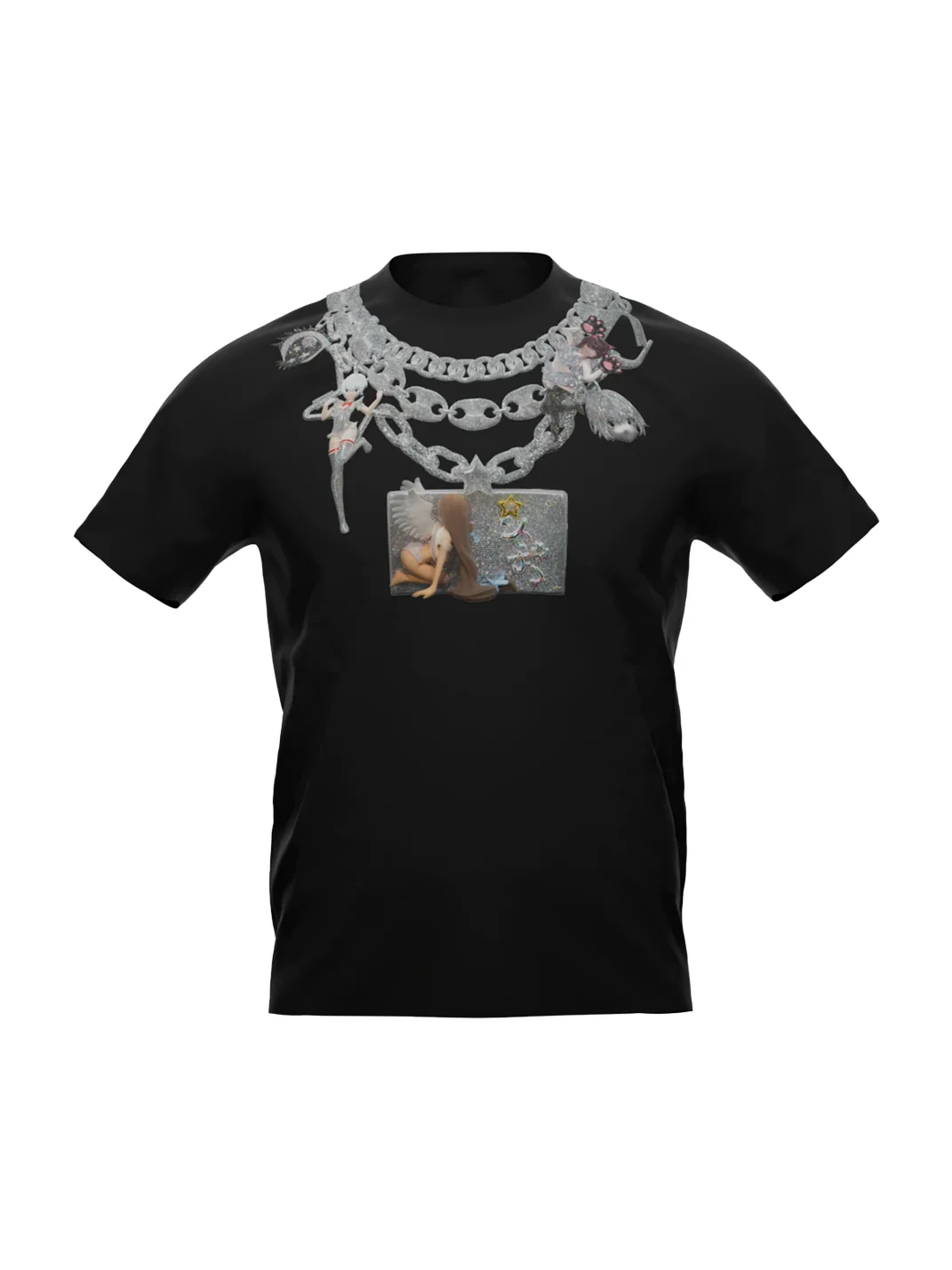 Selfish Ghost | Slim Fit Chain Anime Print T-Shirt