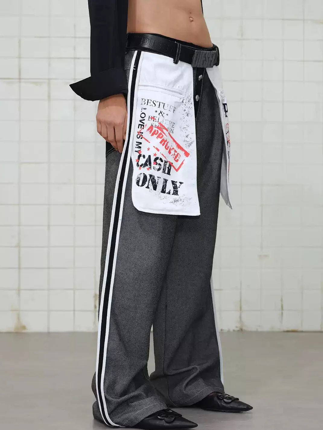 Wonderful Story | Washed Printed Patchwork Button Fly Jeans