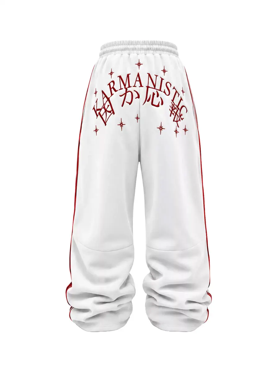 KARMANISTIC | Goat Head Embroidered Striped Sweatshirt & Sweatpants Set - 4