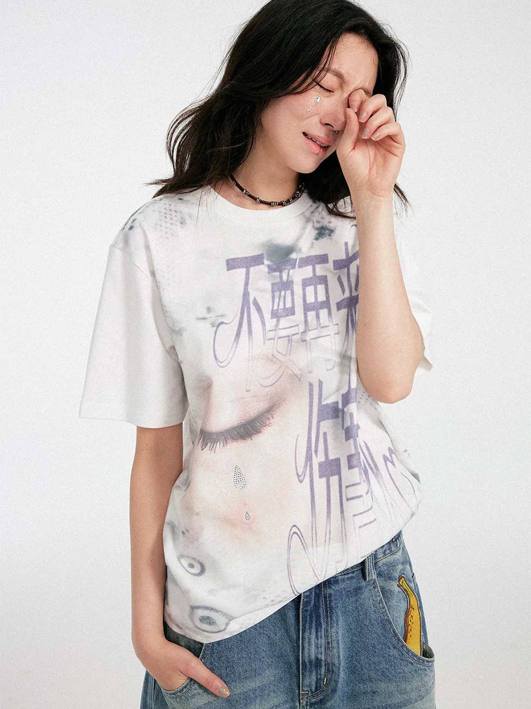 WM | Loose Fit Rhinestone Graphic T-Shirt