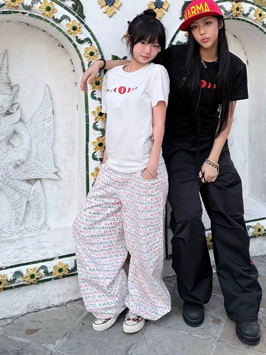 KARMANISTIC | Full Print Loose Wide Leg Jeans