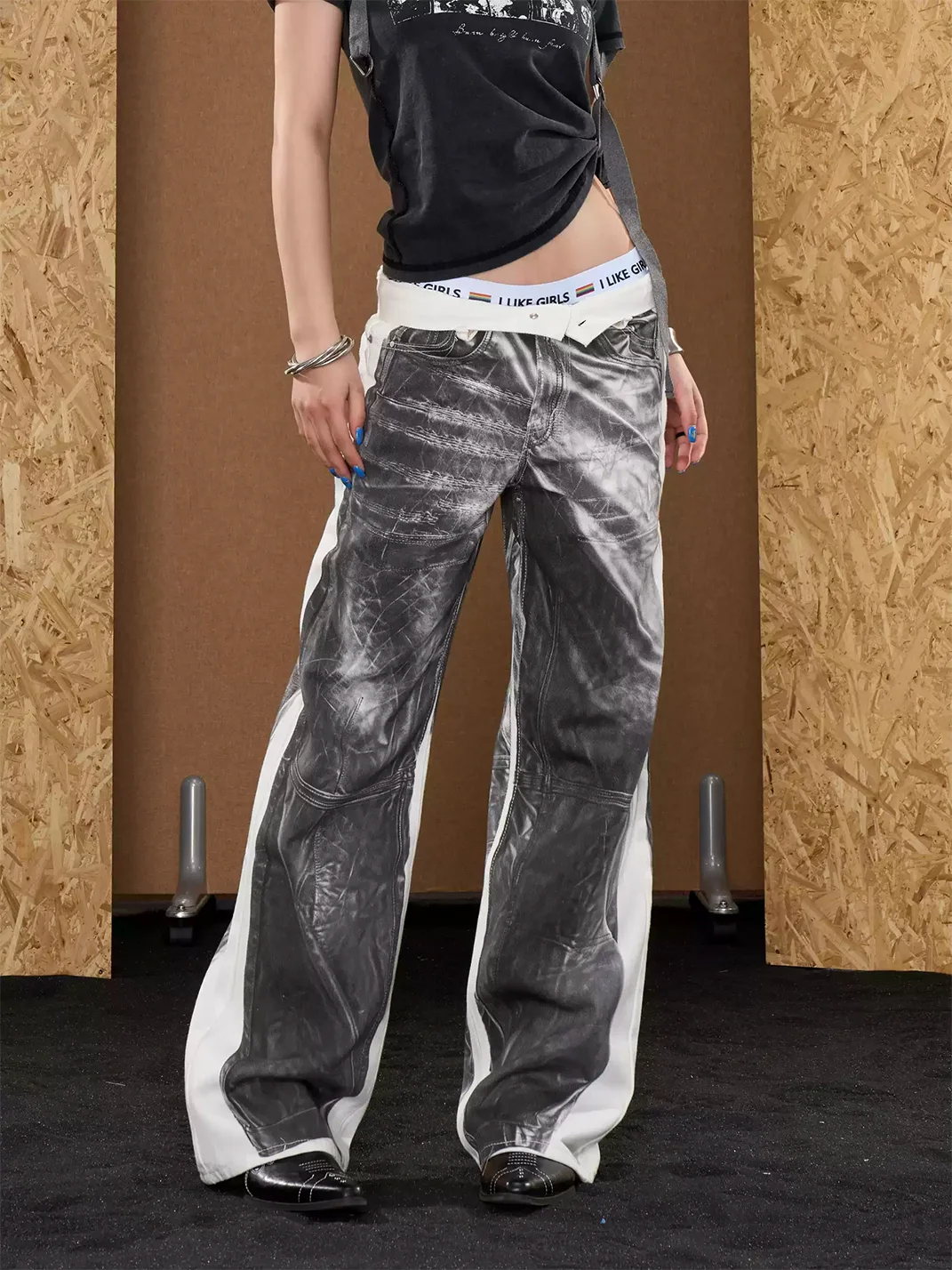 ONLPP | Printed Wide-Leg Low-Rise Jeans