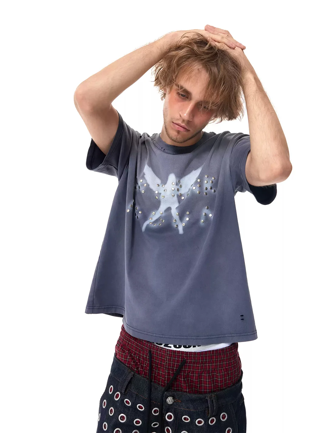 HAS2SONS | Distressed Angel Graphic Cropped T-Shirt