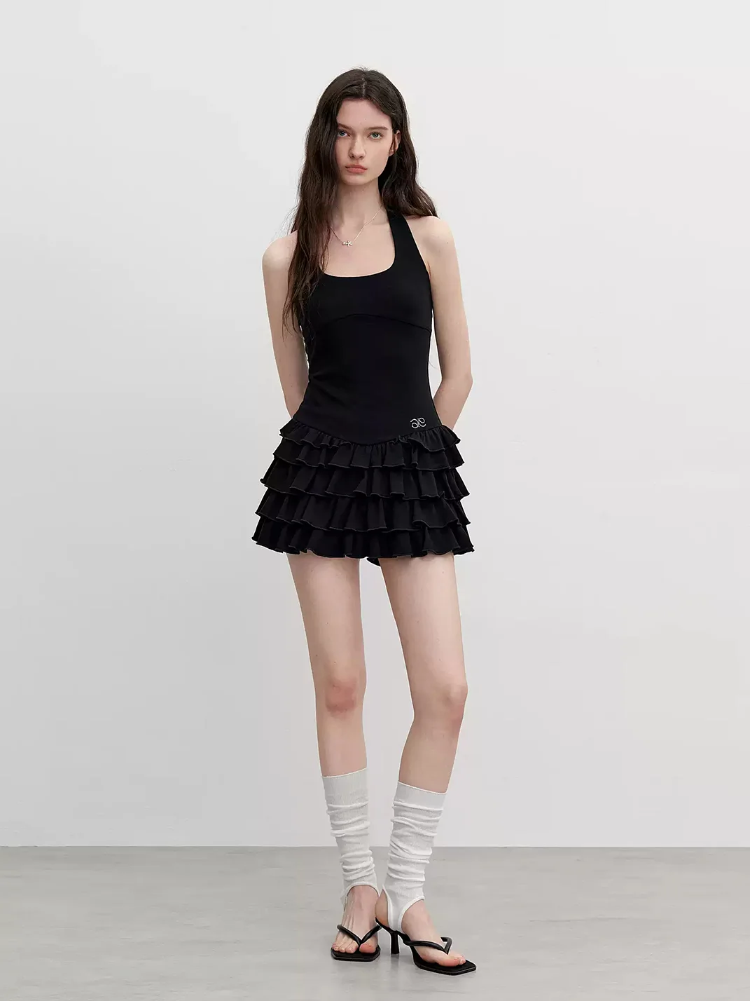 Ayo | Rhinestone Halter Fitted Tiered Dress