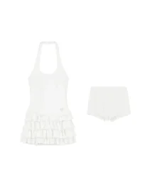 Ayo | Rhinestone Halter Fitted Tiered Dress