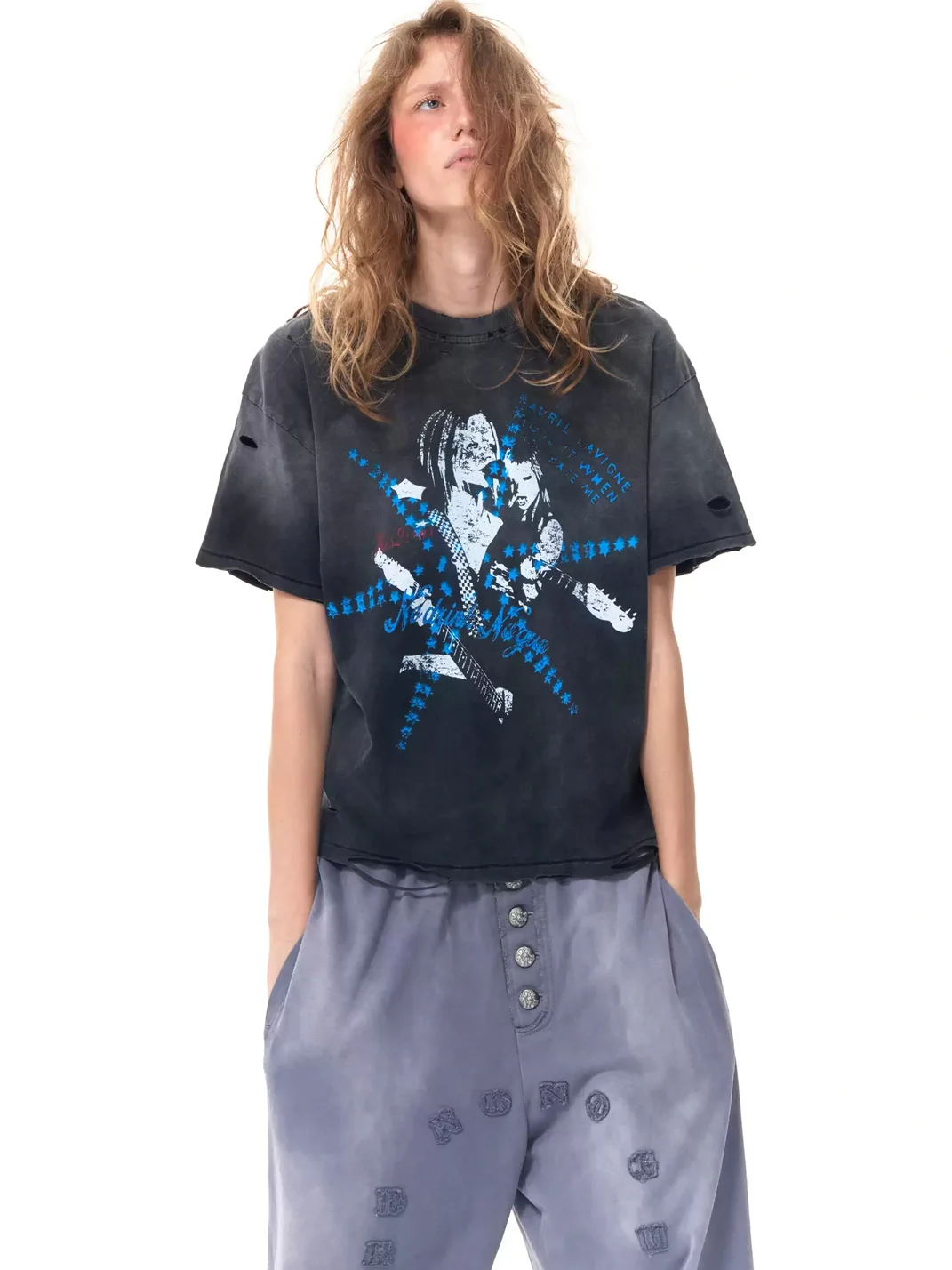 HAS2SONS | Washed Distressed Boxy Short-Sleeve T-Shirt