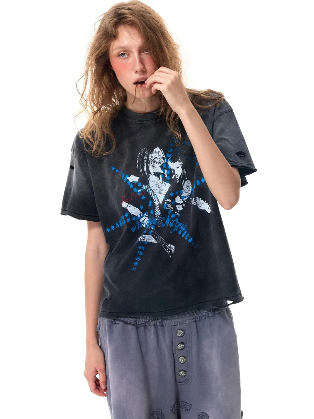 HAS2SONS | Washed Distressed Boxy Short-Sleeve T-Shirt