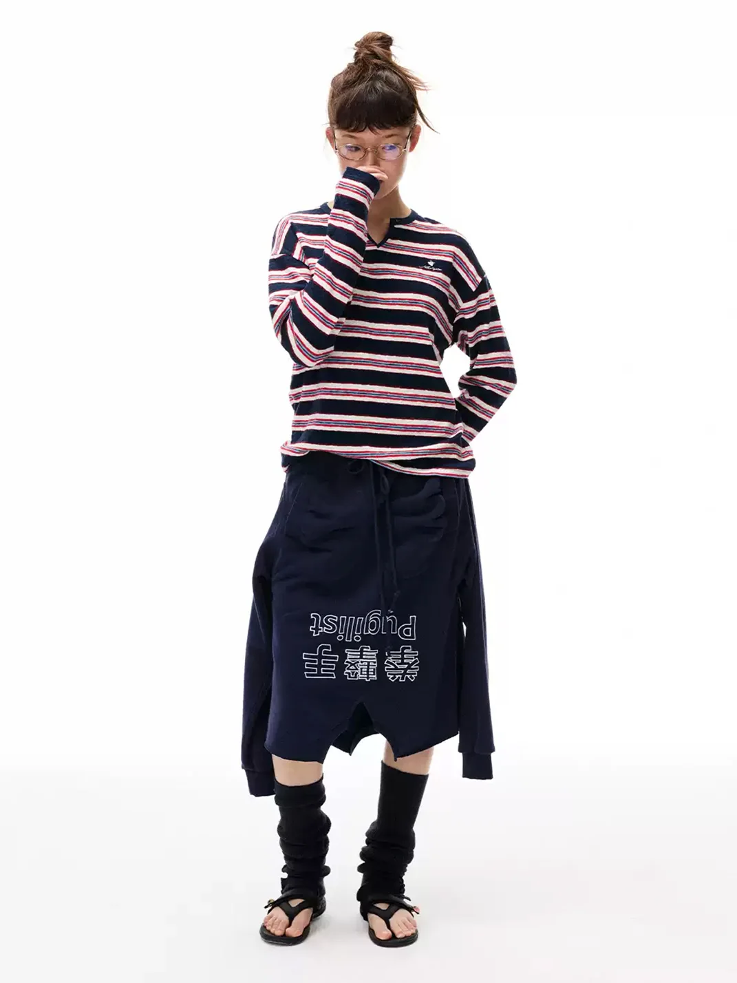 NJYKE | Embroidered Asymmetric Detachable Sleeve Skirt