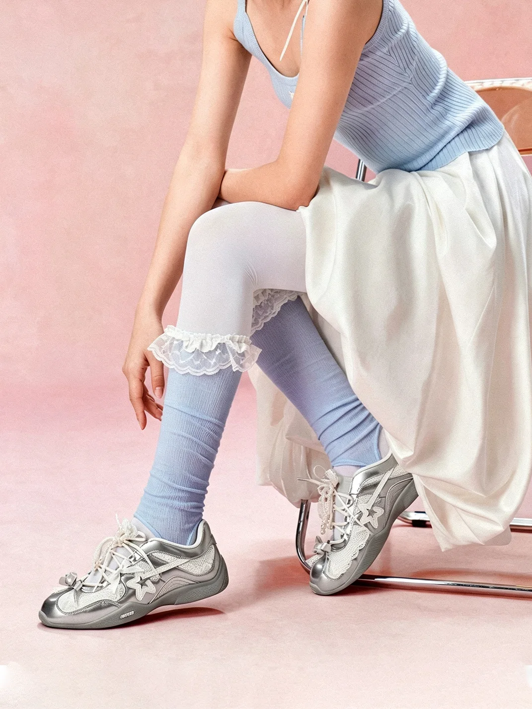 RIPSTAR | Galaxy Silver Ballet Jane Sneakers