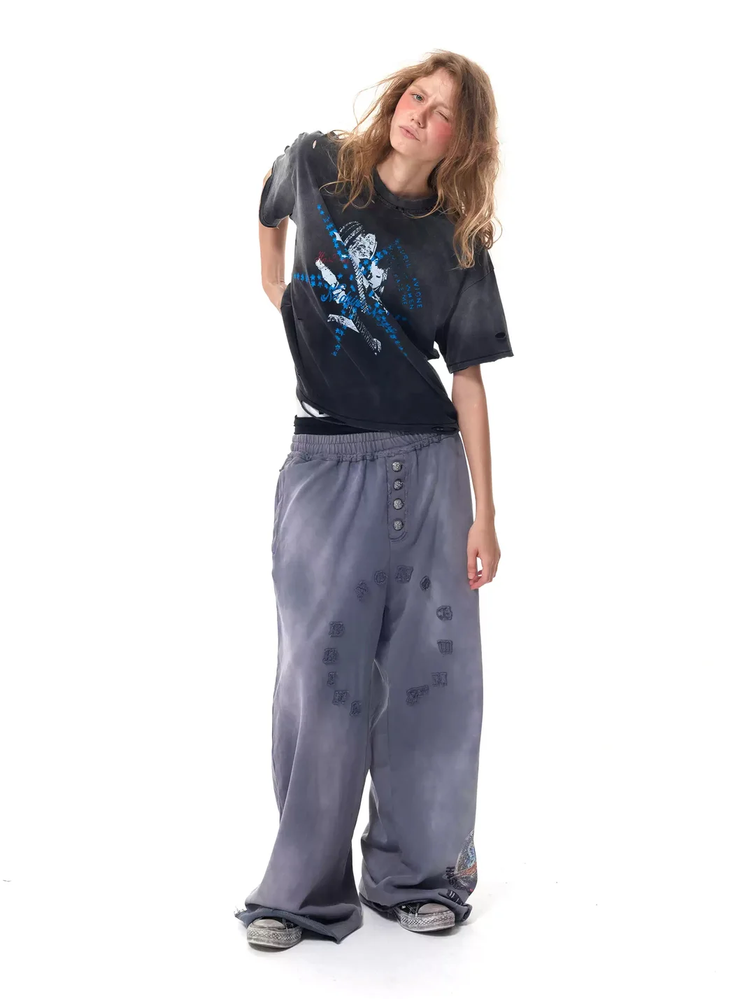 HAS2SONS | Washed Distressed Boxy Short-Sleeve T-Shirt