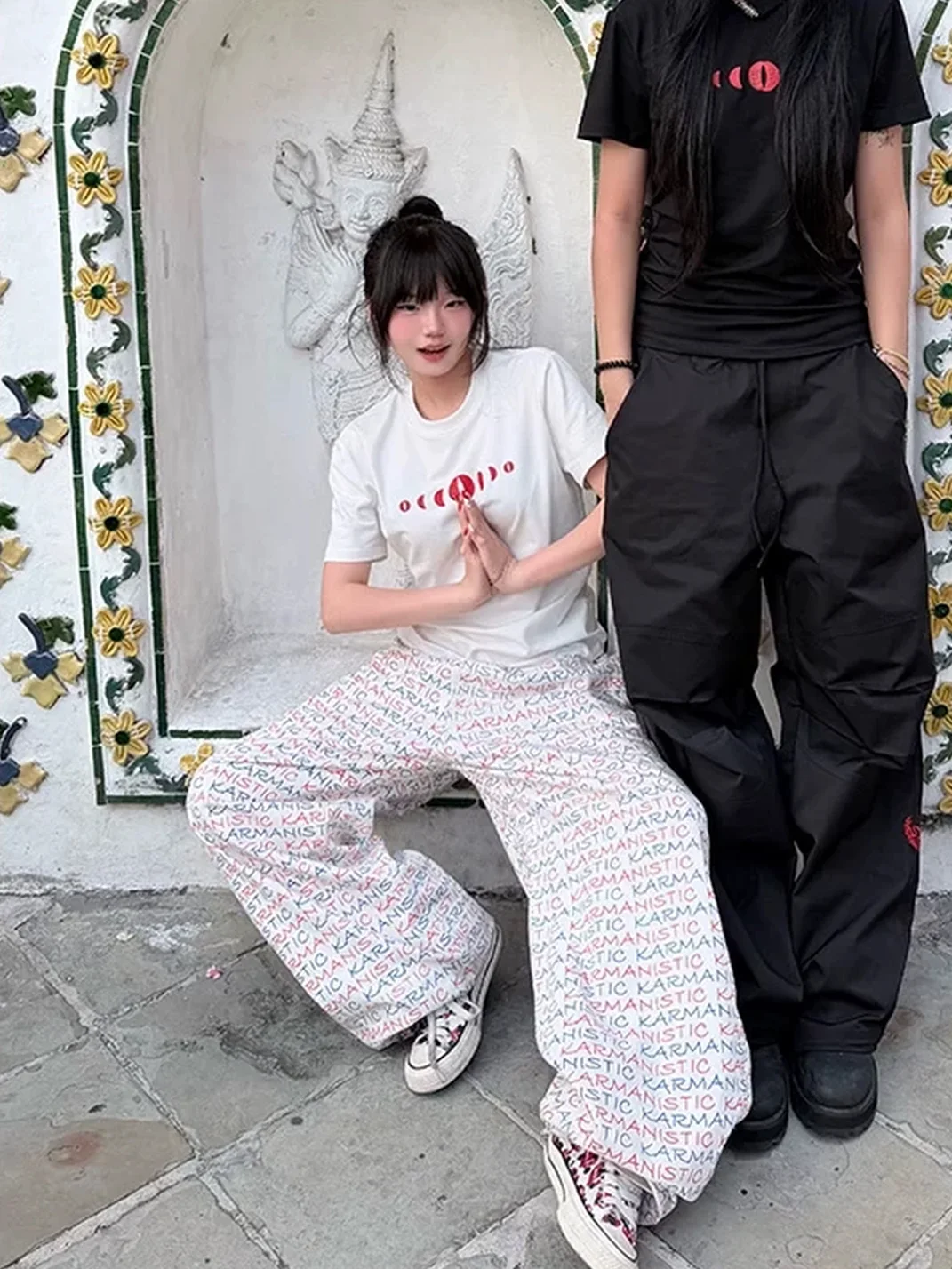 KARMANISTIC | Full Print Loose Wide Leg Jeans
