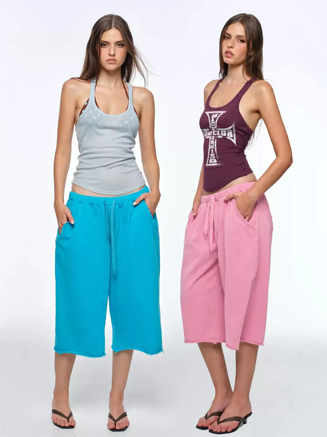 BUM STUDIO | Loose Cropped Wide Leg Sweatpants