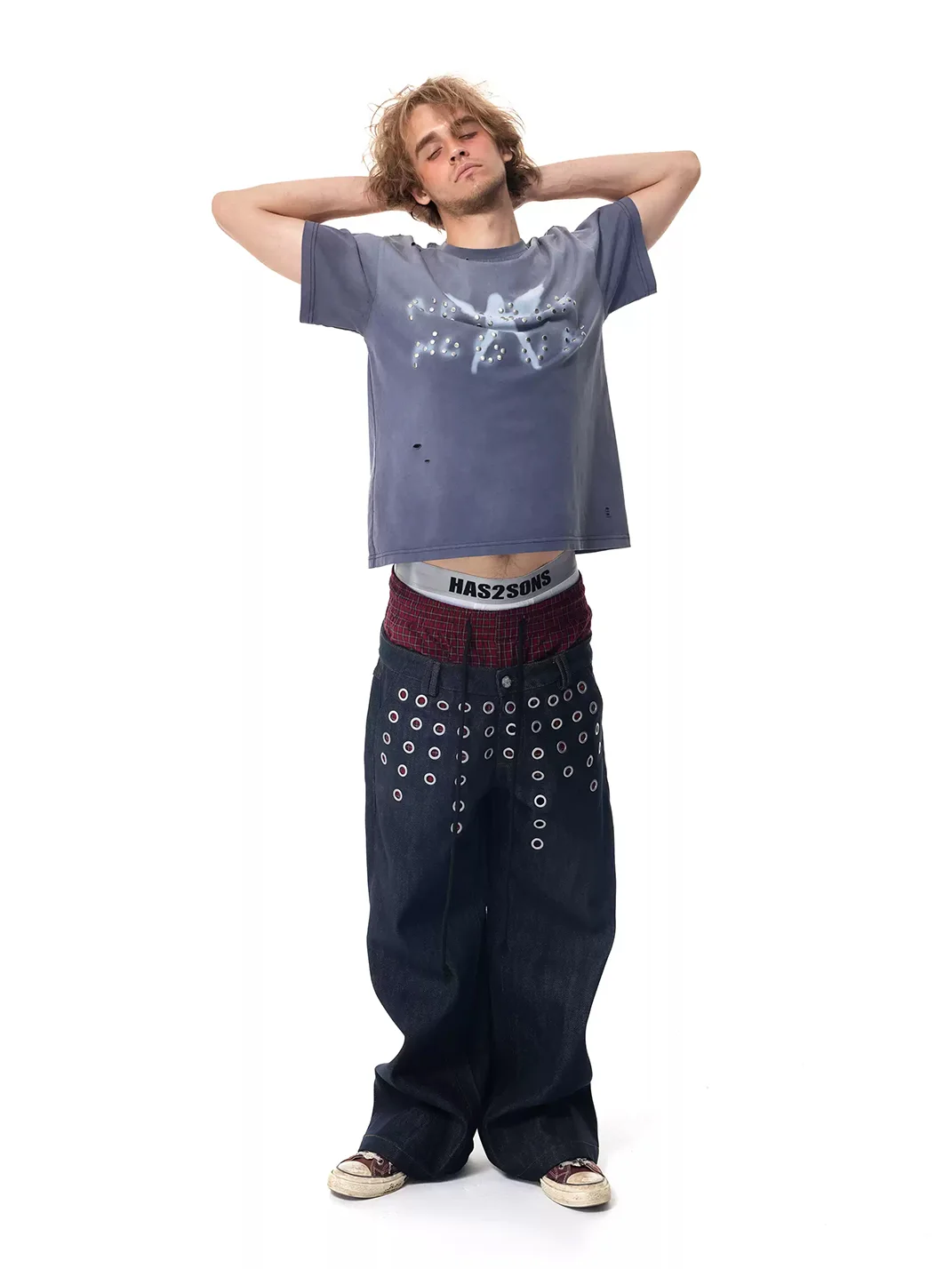 HAS2SONS | Distressed Angel Graphic Cropped T-Shirt