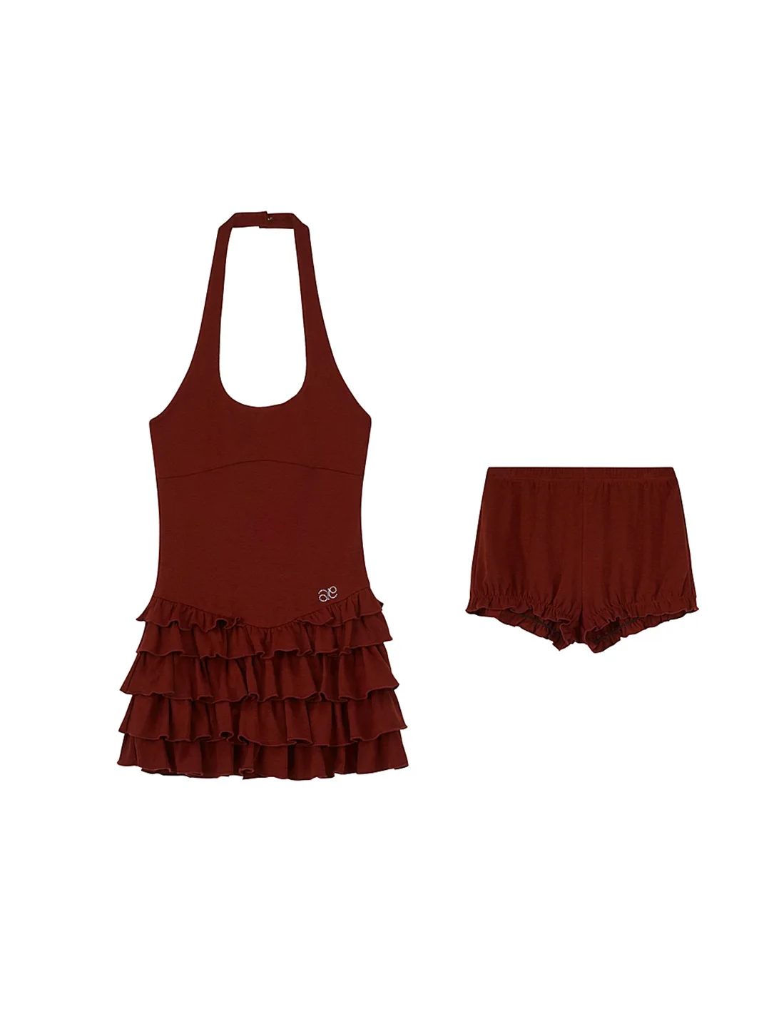 Ayo | Rhinestone Halter Fitted Tiered Dress