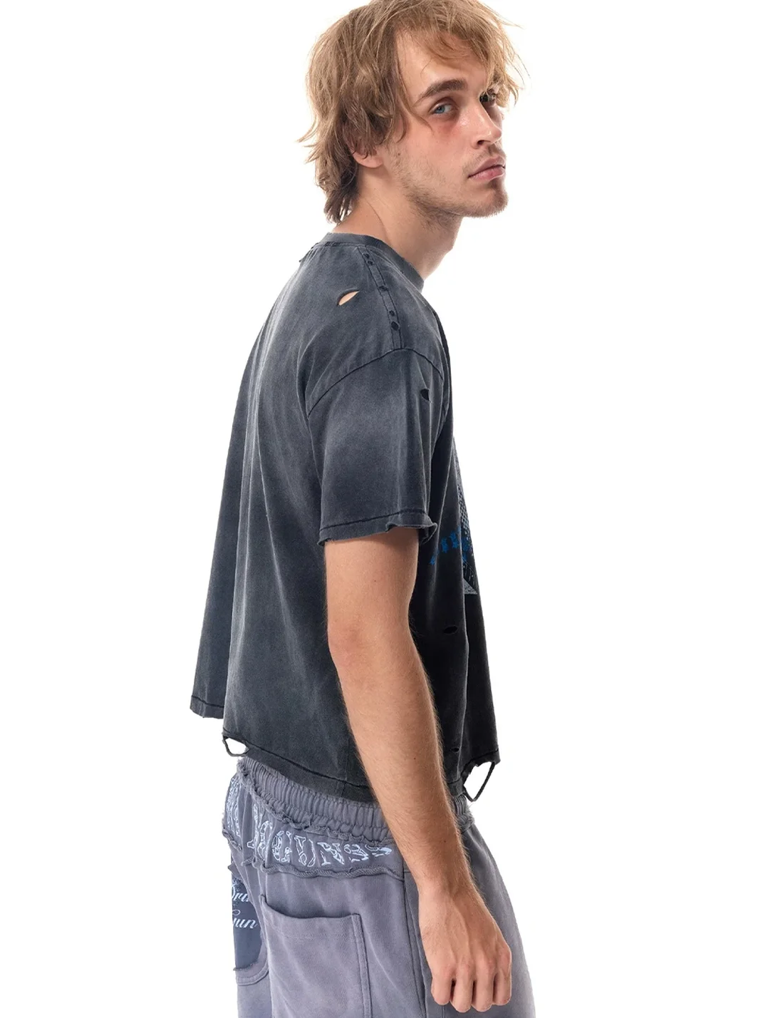 HAS2SONS | Washed Distressed Boxy Short-Sleeve T-Shirt