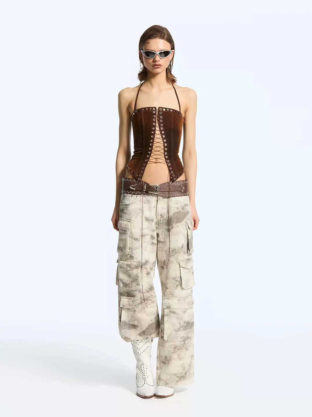 Latelylab | Punk Halter Lace-Up Fitted Corset Top