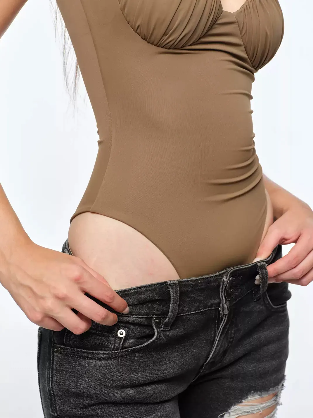 BUM STUDIO | Padded Ruched Open-Back Bodysuit