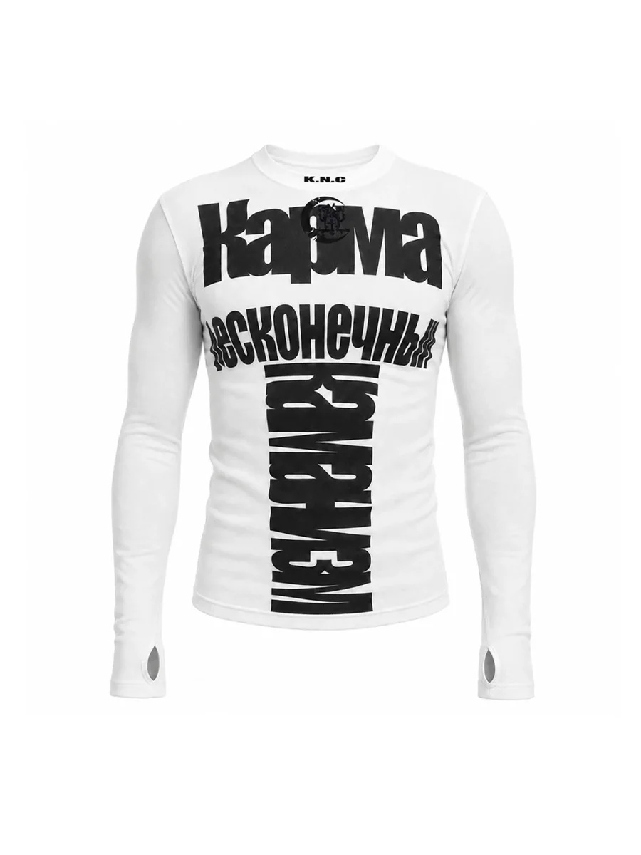 KARMANISTIC | Letter Print Slim Stretch Long Sleeve Top - 3