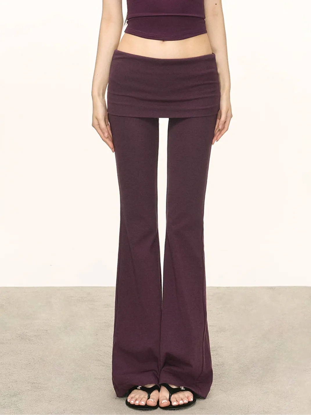 Anna aneae | Foldover Knit Flared Pants