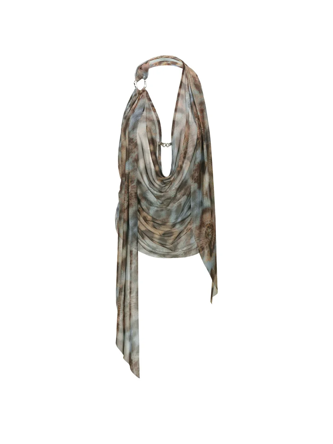 JYOSEI | Leopard Print Draped Backless Halter Top