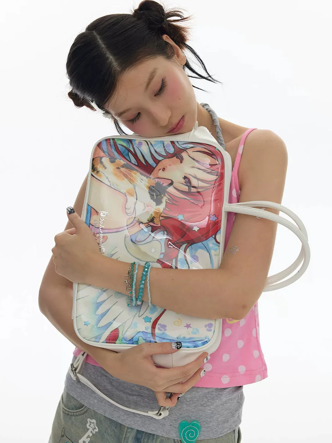 BETWEENAND | Double-Sided Angel Print Convertible Handbag