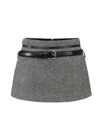Ayo | Herringbone Wool Blend Mini Skort