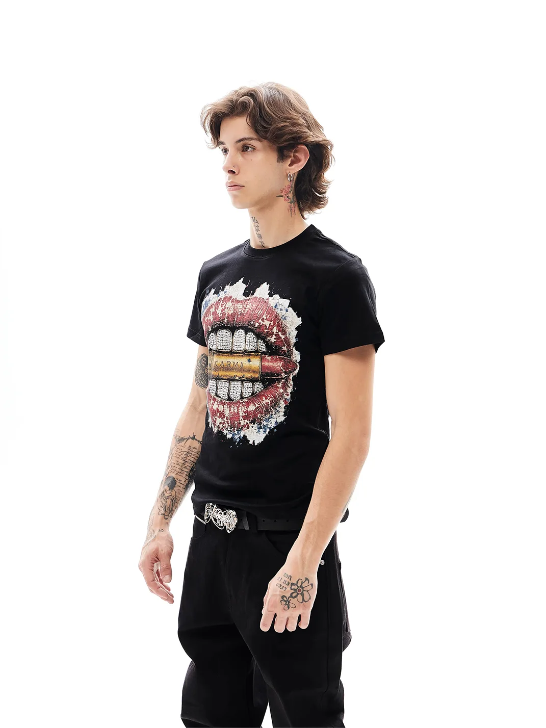 KARMANISTIC | Retro Rhinestone Relaxed T-Shirt