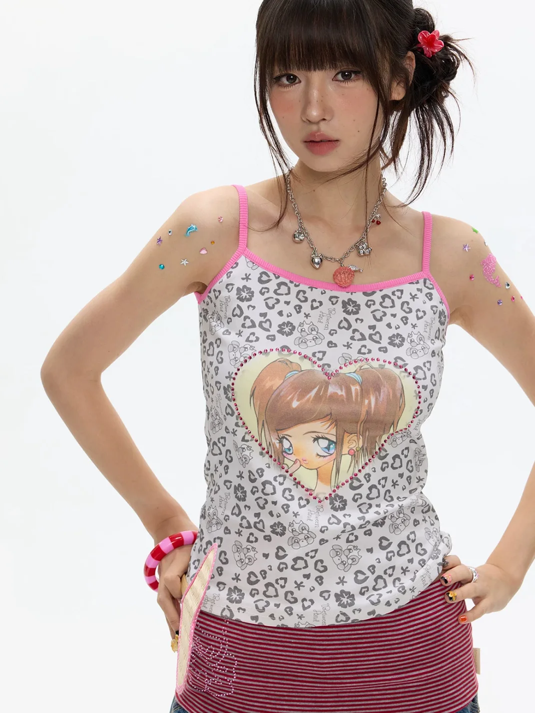 BETWEENAND | Y2K Leopard Print Cropped Cami Top