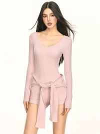 Anna aneae | Ribbed Zip Long Sleeve Romper