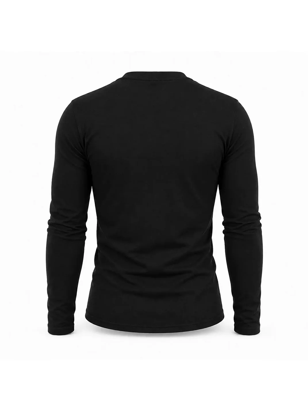 KARMANISTIC | Retro Script Print Slim V-Neck Long-Sleeve T-Shirt