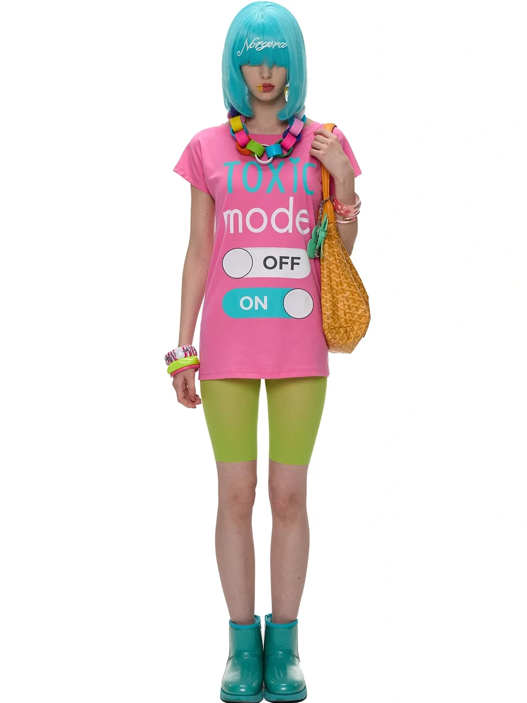 Norgira | Colorblock Print One Shoulder T-Shirt