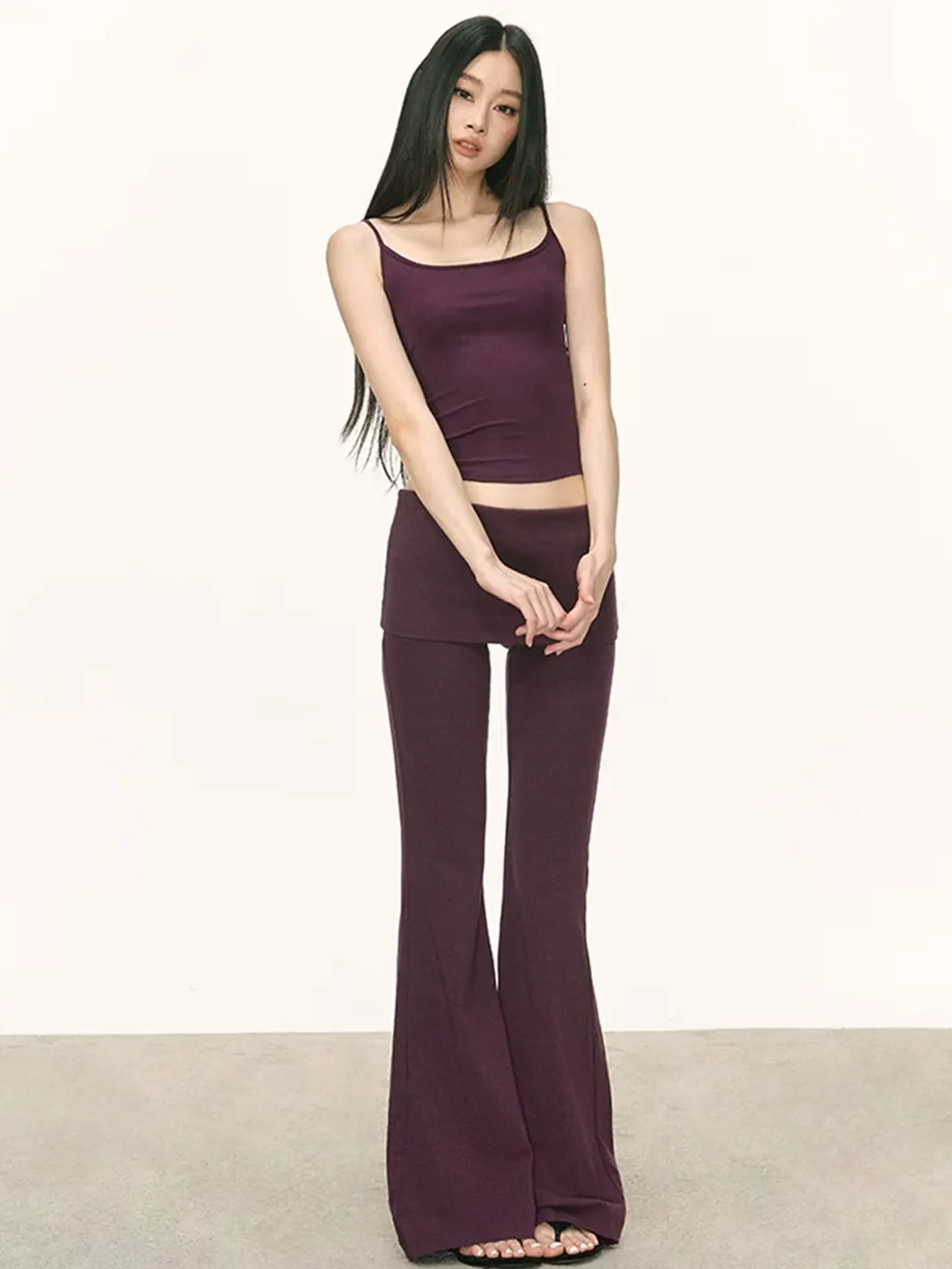 Anna aneae | Foldover Knit Flared Pants