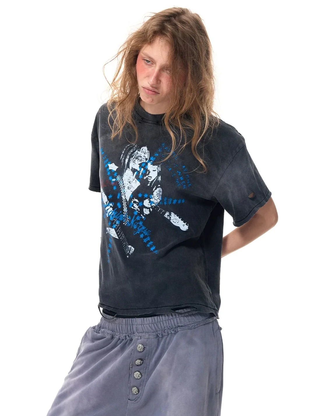 HAS2SONS | Washed Distressed Boxy Short-Sleeve T-Shirt