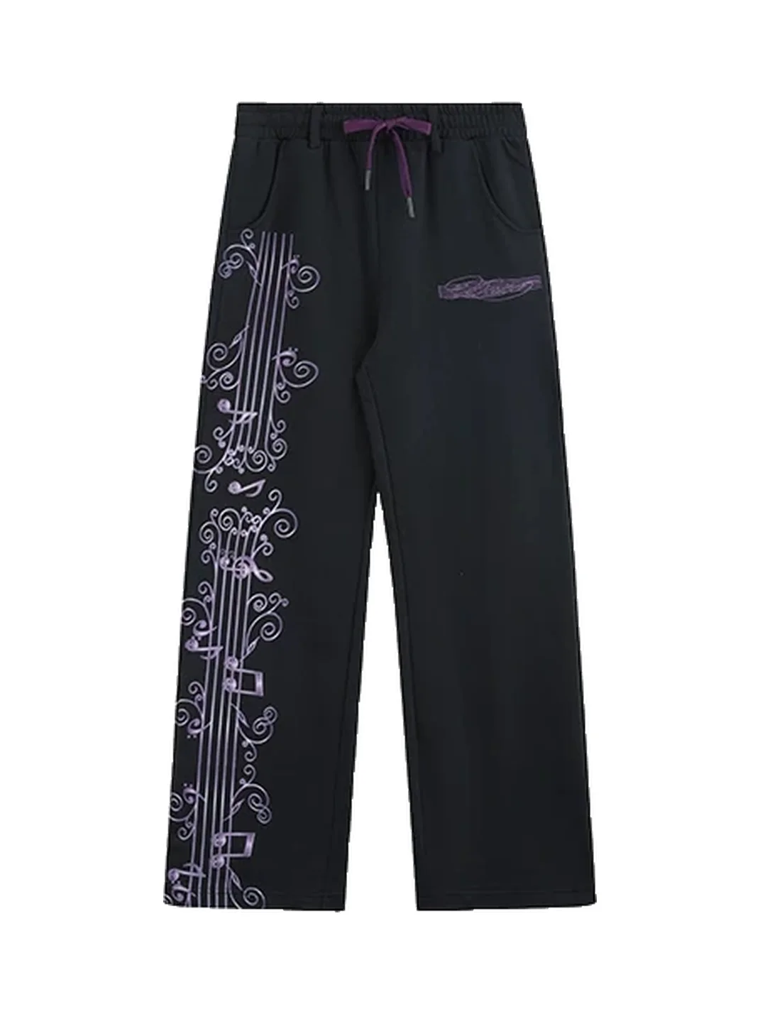 no E mosen | Musical Vine Print Straight Leg Sweatpants