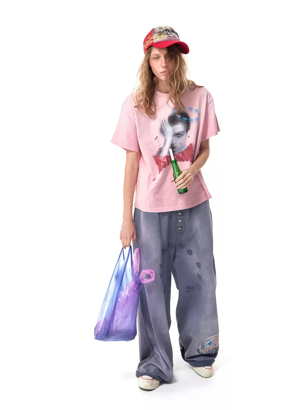 HAS2SONS | Pink Washed Distressed Boxy T-Shirt