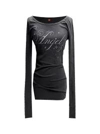 DETW | Rhinestone Angel Long Sleeve Mini Dress