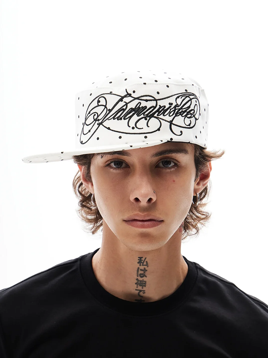 KARMANISTIC | Unisex Polka Dot Embroidered Flat Brim Cap