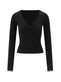Anna aneae | Lace Ribbed Fitted Knit Top