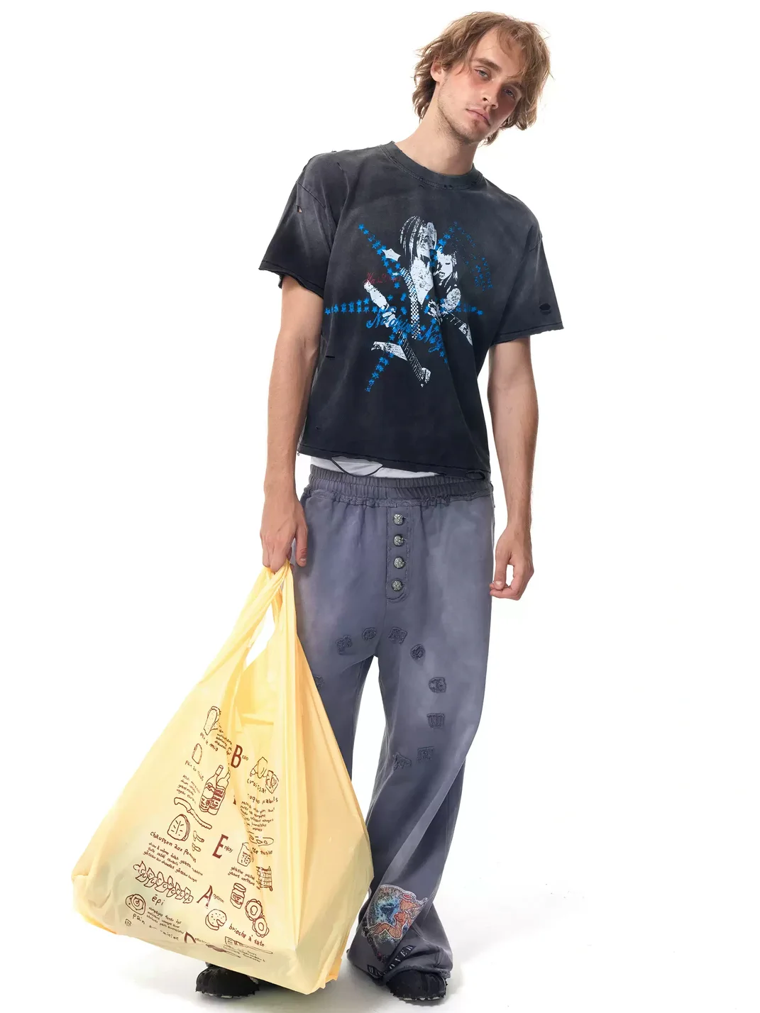 HAS2SONS | Washed Distressed Boxy Short-Sleeve T-Shirt