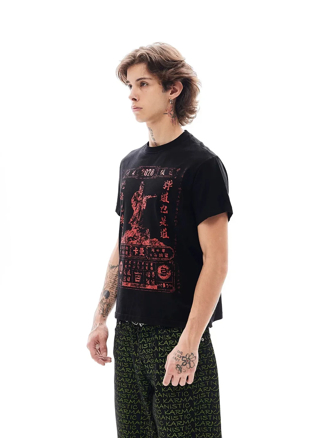 KARMANISTIC | Vintage Washed Calendar Print Loose T-Shirt
