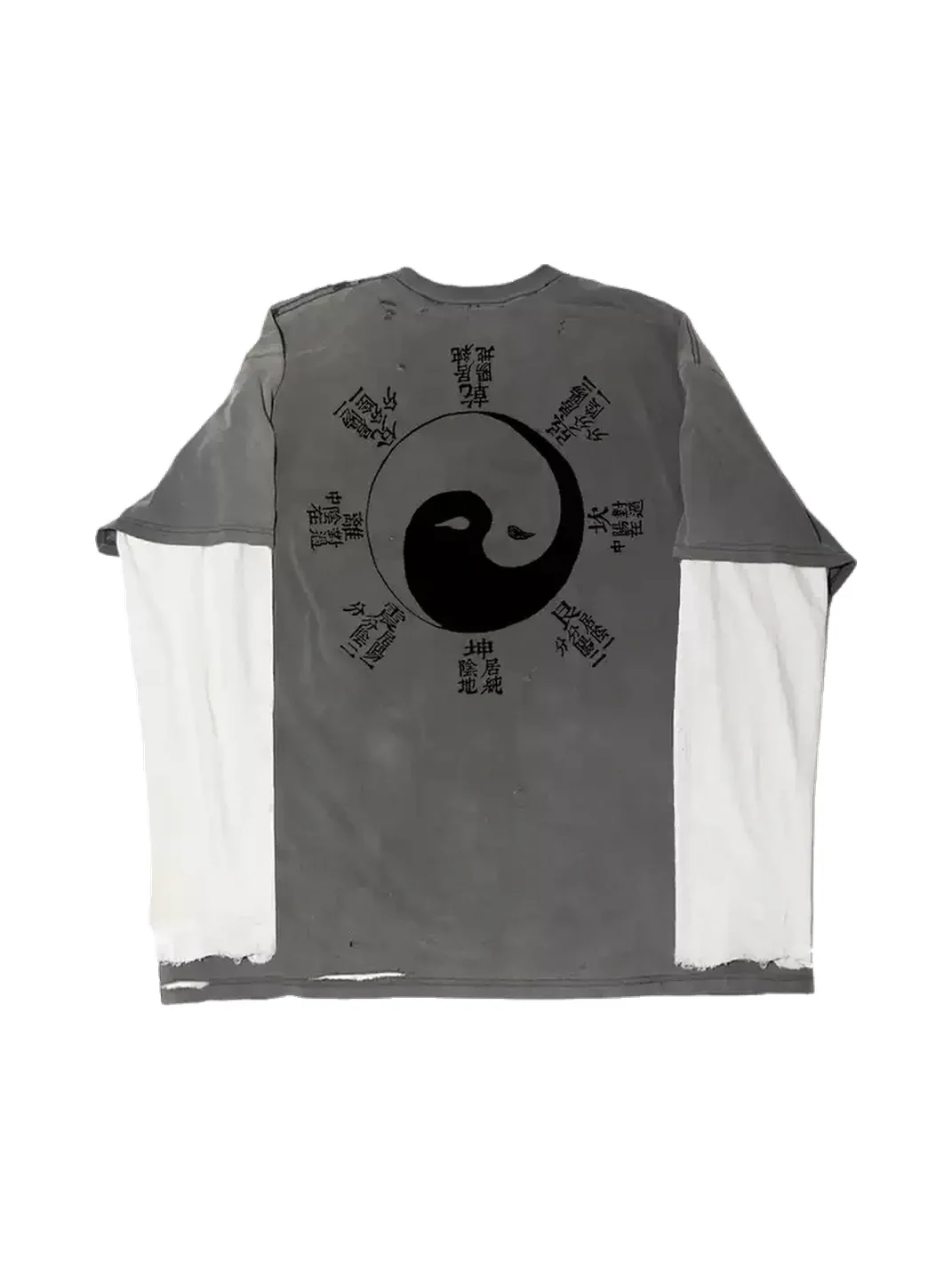 MELANIN | Distressed Yin Yang Layered Long Sleeve T-Shirt