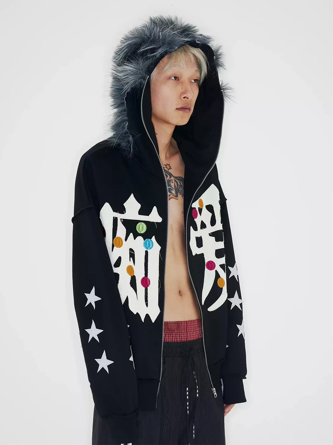 CHAI | Embroidered Hooded Zip Jacket