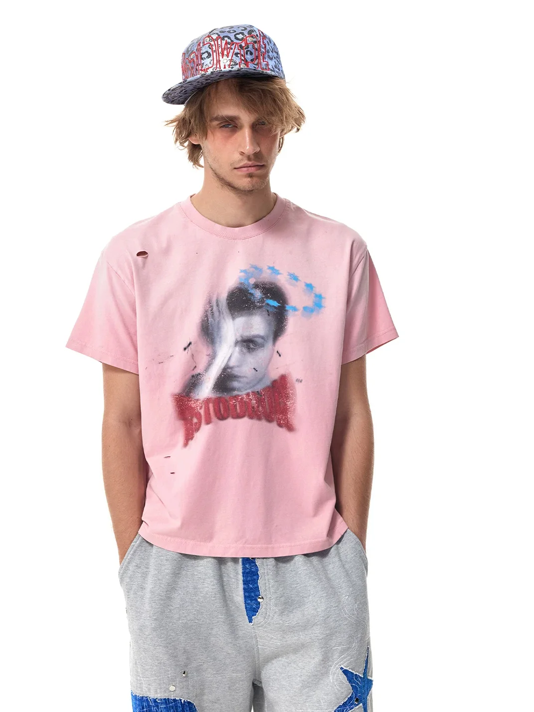 HAS2SONS | Pink Washed Distressed Boxy T-Shirt