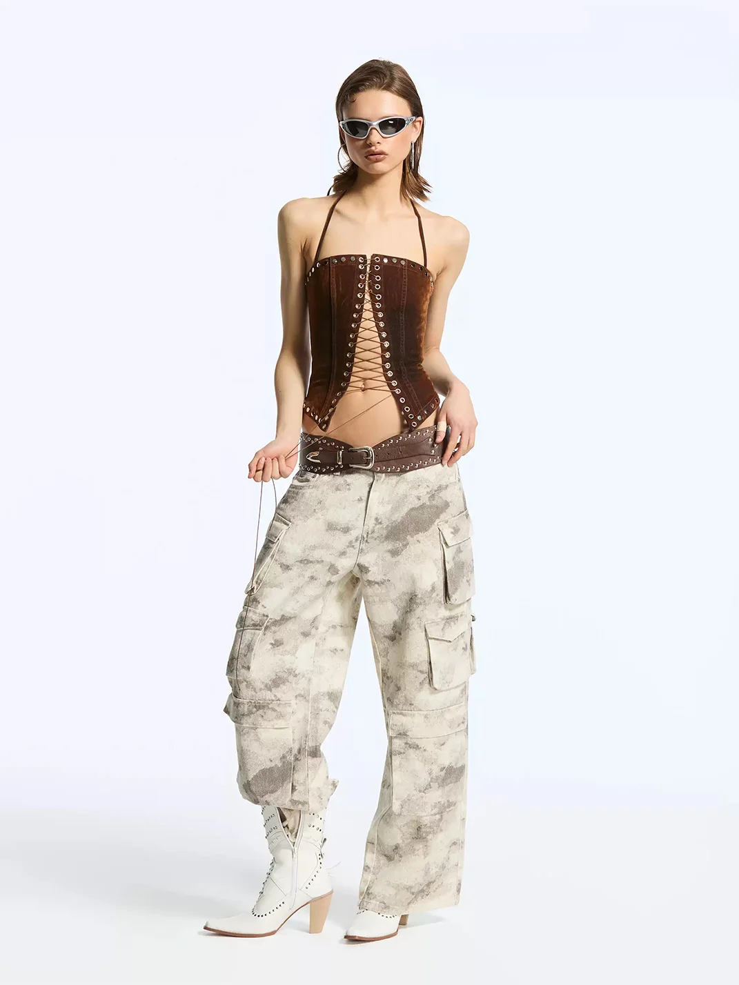 Latelylab | Punk Halter Lace-Up Fitted Corset Top