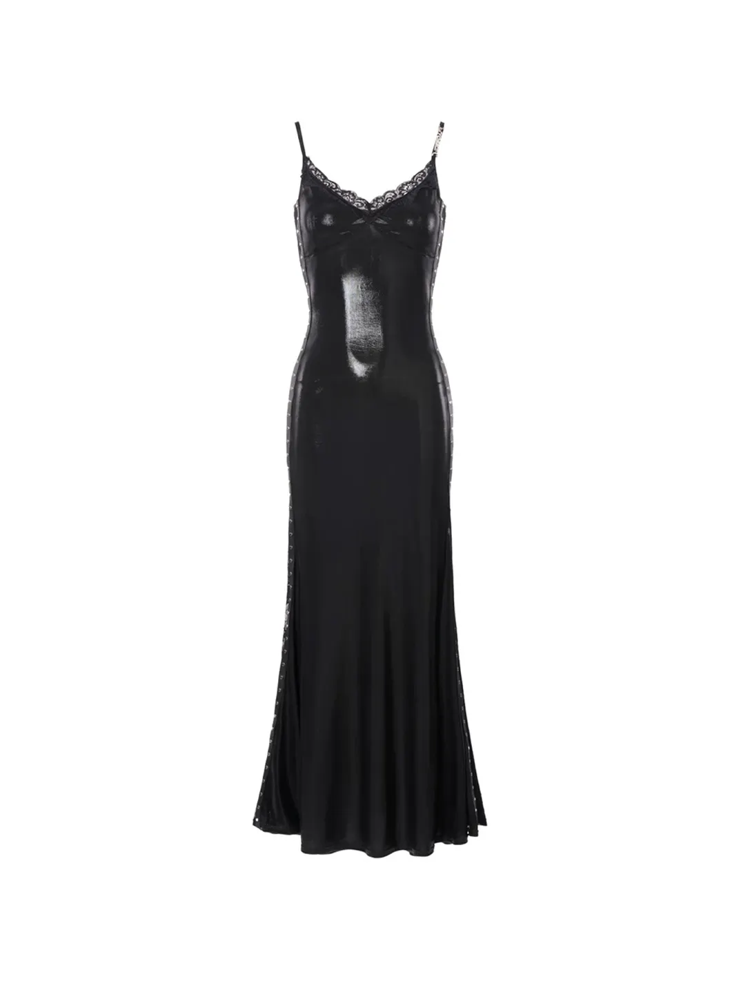 JYOSEI | Black Lace-Trimmed Cutout Mermaid Slip Dress