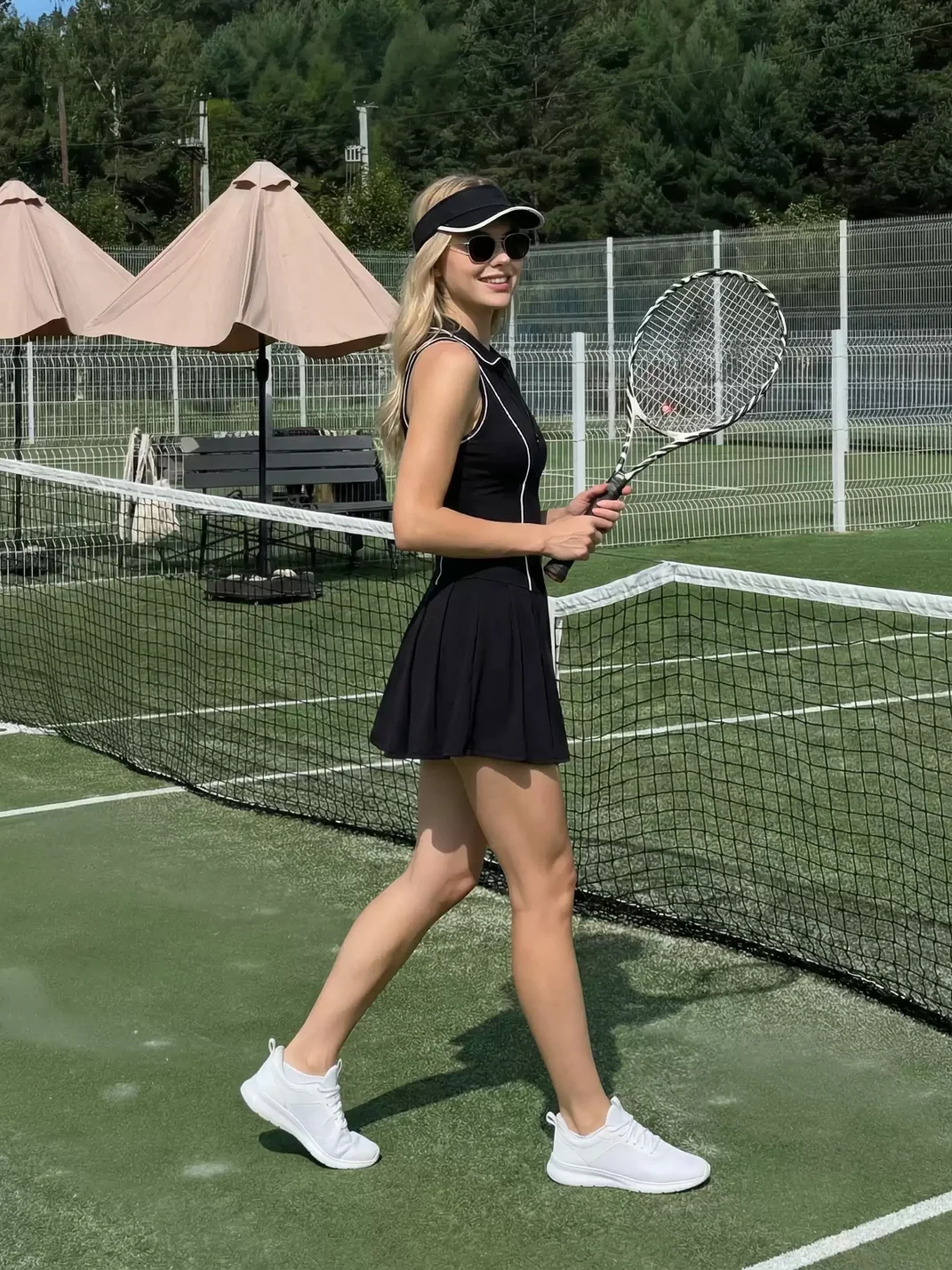 Upttitude | Sleeveless Collared Pleated Tennis Dress